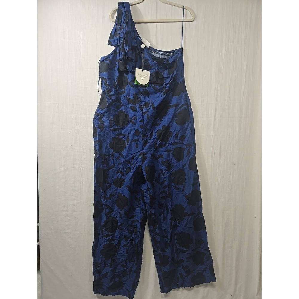 Blue One-Shoulder Floral Jumpsuit